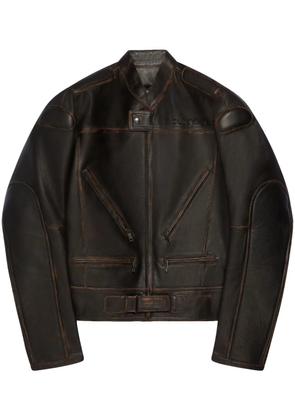 Courrèges Racer Patina leather jacket - Brown