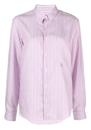 Sporty & Rich logo-embroidered striped shirt - Purple