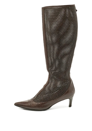 Bottega Veneta Pre-Owned woven zipped boots - Brown
