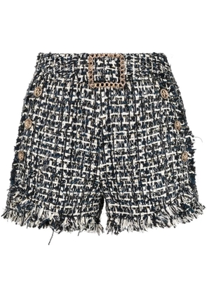 Edward Achour Paris rough-cut tweed shorts - Black