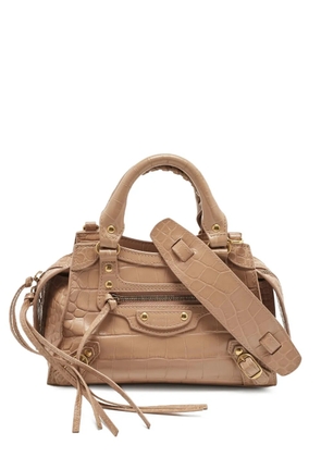 Balenciaga Pre-Owned croc-embossed braided-handle city tote bag - Neutrals