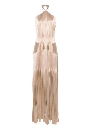 Alberta Ferretti pleated halterneck gown - Neutrals