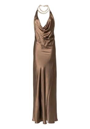 Michelle Mason draped halterneck dress - Brown