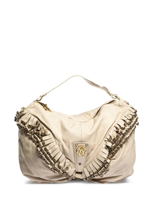 Roberto Cavalli Vintage pre-owned ruched leather shoulder bag - Neutrals