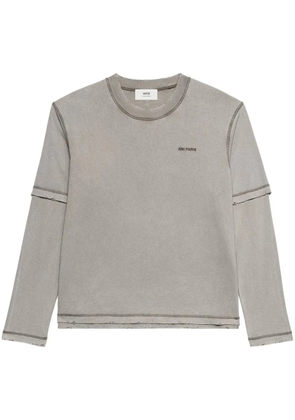 AMI Paris embroidered-logo layered sweatshirt - Grey