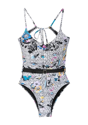 Amir Slama floral-print belted swimsuit - Multicolour