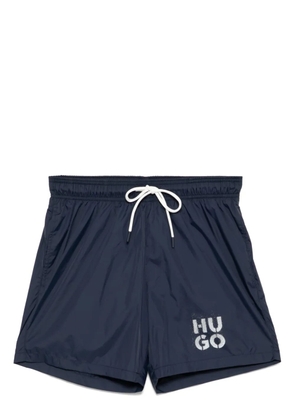 BOSS logo print swim shorts - Blue
