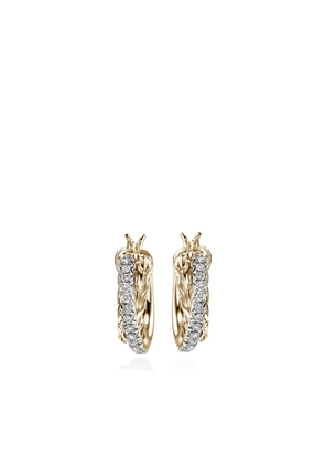 John Hardy 14kt yellow gold JH Essential Crossover diamond hoop earrings