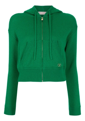 Valentino Garavani logo-plaque cashmere hoodie - Green