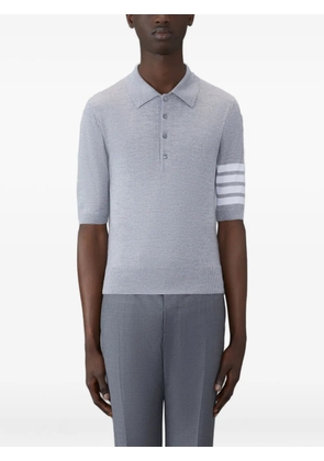 Thom Browne four-stripe short-sleeve polo shirt - Grey