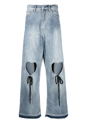 Natasha Zinko heart cut-out jeans - Blue