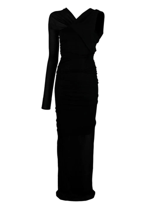 Saint Laurent semi-sheer one-sleeve long dress - Black
