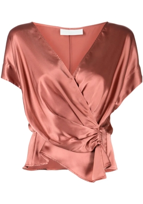 Michelle Mason open-neck top - Brown