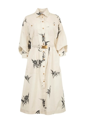 Moncler floral-print cotton dress - Neutrals