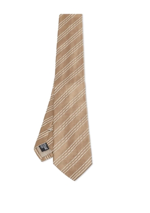 Emporio Armani Pre-Owned striped silk tie - Brown