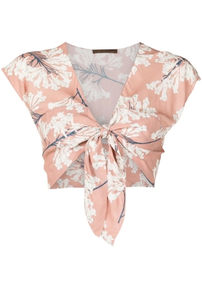 Clube Bossa Gert floral-print crop top - Brown