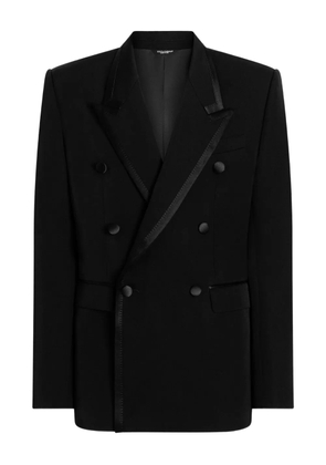 Dolce & Gabbana double-breasted satin-trim suit jacket - Black