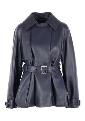 LOEWE belted leather jacket - Blue