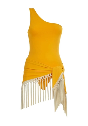 Taller Marmo Yacare one-shoulder fringed swimsuit - Yellow