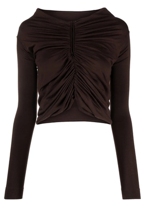 Dolce & Gabbana gathered-detail virgin-wool jersey - Brown