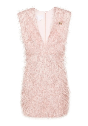 Genny brooch-detail fringed minidress - Pink