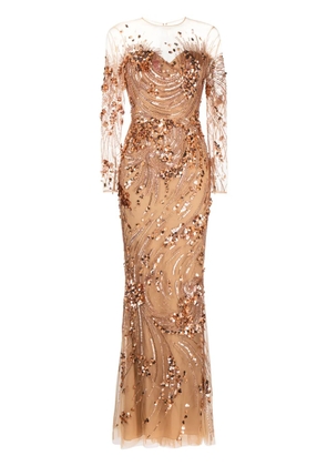 Zuhair Murad sequin-embellished maxi gown dress - Neutrals