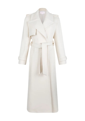 Genny belted lapels coat - White
