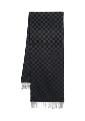 Karl Lagerfeld check-pattern wool scarf - Blue
