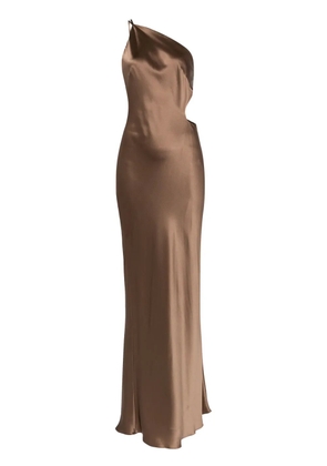 Michelle Mason asymmetrical design silk gown - Brown