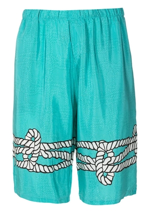 Amir Slama graphic-print silk bermuda shorts - Blue