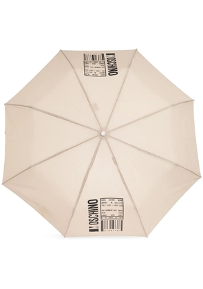 Moschino logo-barcode-print compact umbrella - Neutrals