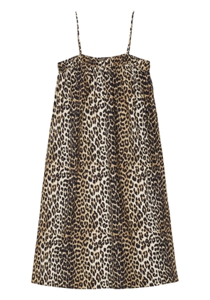 GANNI leopard-print cotton midi dress - Black
