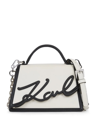 Karl Lagerfeld Signature leather top-handle bag - White