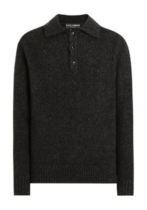 Dolce & Gabbana buttoned wool-blend polo shirt - Black
