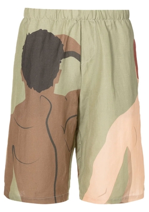 Amir Slama graphic-print deck shorts - Green