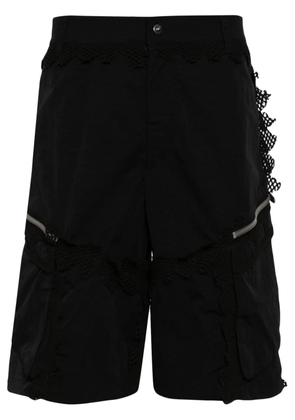 HELIOT EMIL Spherical netting-detail cargo shorts - Black