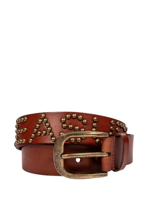 Pleasures studded leather belt - Brown