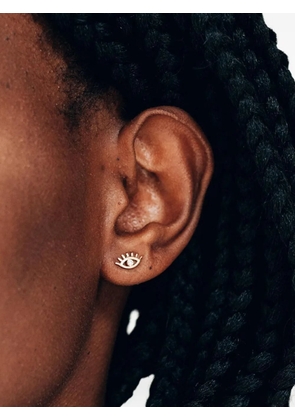 Anzie 14K yellow gold Evil Eye End diamond earring