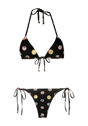 Amir Slama graphic-print halterneck two-piece bikini - Black