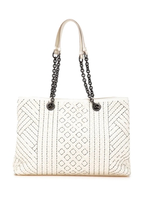 Bottega Veneta Pre-Owned 2012-2024 Medium Intrecciato Stitched Double Chain tote bag - White