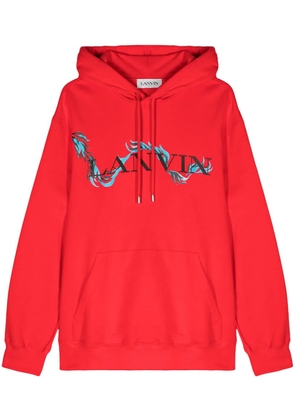 Lanvin dragon-print cotton hoodie - Red