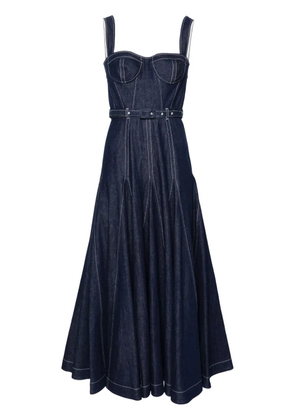 Huishan Zhang belted denim midi dress - Blue