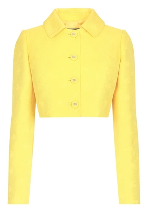 Dolce & Gabbana monogram-jacquard button-down cropped jacket - Yellow