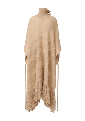 Fabiana Filippi turtleneck fringe poncho - Neutrals