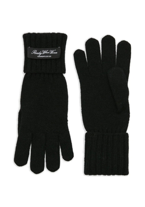 MM6 Maison Margiela ribbed-cuff logo-patch gloves - Black