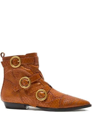 MALIPARMI buckle-detail snakeskin boots - Brown