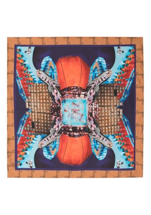 Henrik Vibskov Boxing Navy Collage silk scarf - Brown