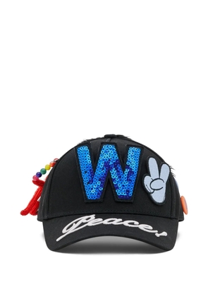 Walter Van Beirendonck W appliqué-detail cap - Black