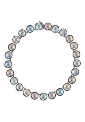 Larkspur & Hawk rhodium plated sterling silver Olivia Button quartz necklace - Black