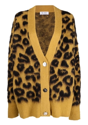 The Attico leopard-intarsia knitted cardigan - Yellow